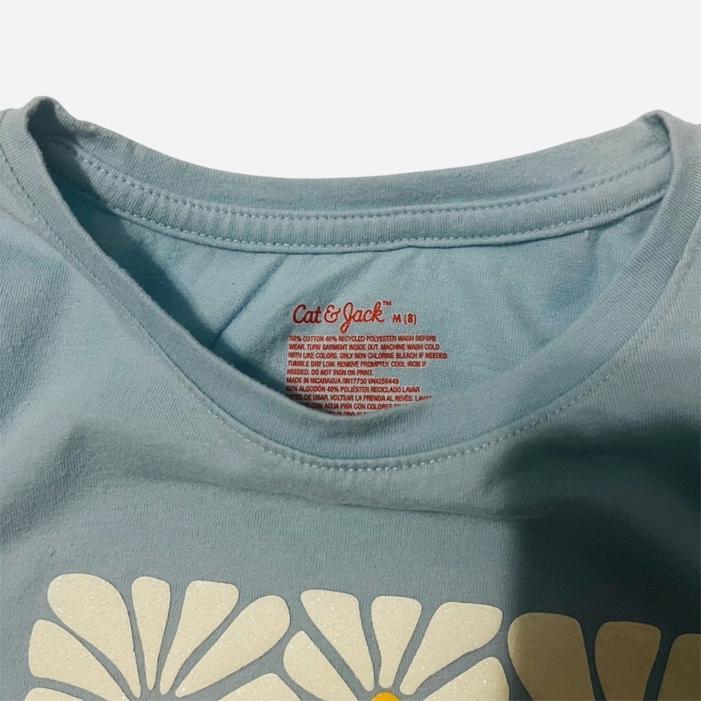 Cat & Jack Blue Peace Floral Long Sleeve Tee - Picture 2 of 2